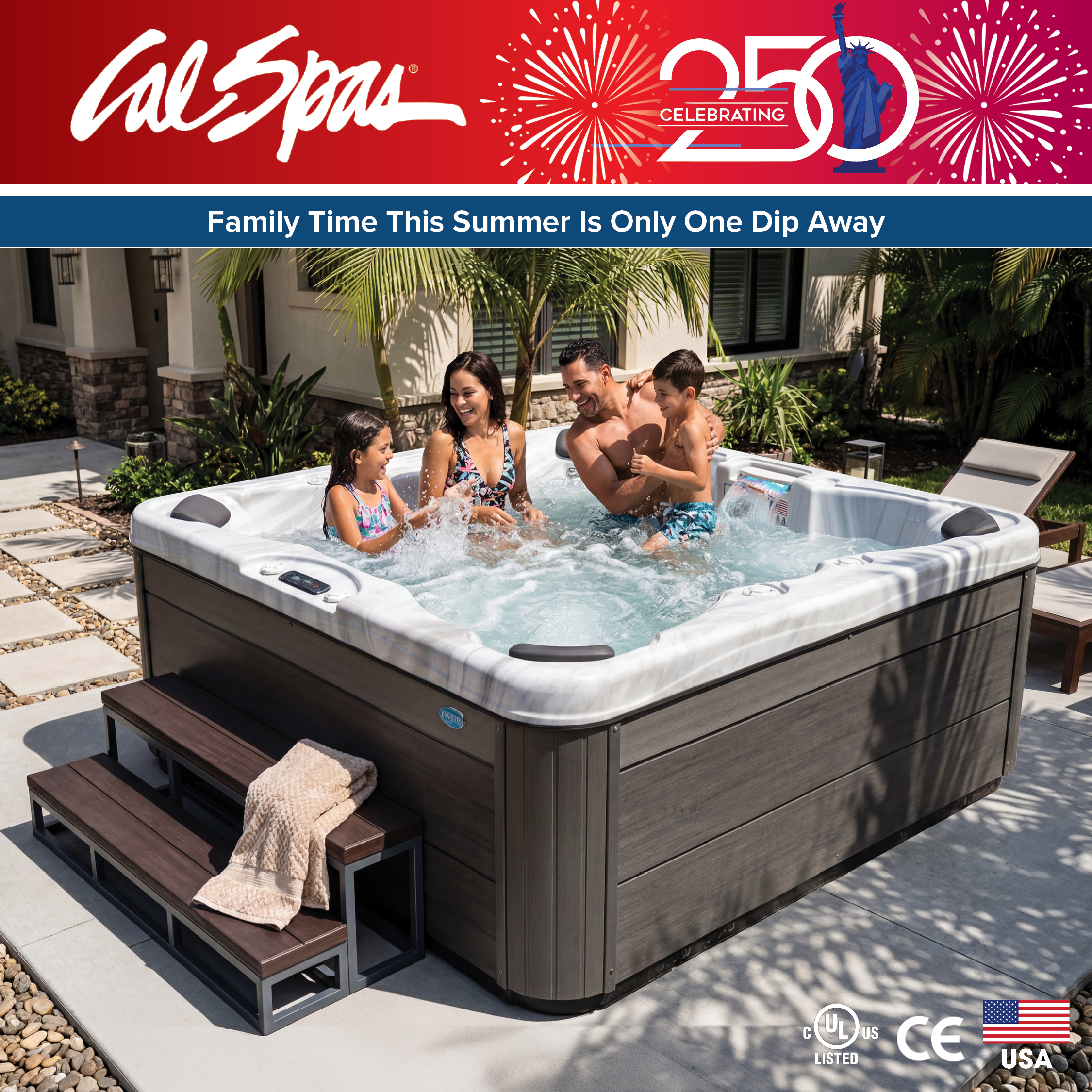 Calspas hot tub being used in a family setting - Rogers